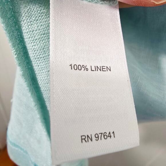J Jill Linen Tee Blue Green Short Sleeve NWT Love Linen Size L Petite - Picture 7 of 7